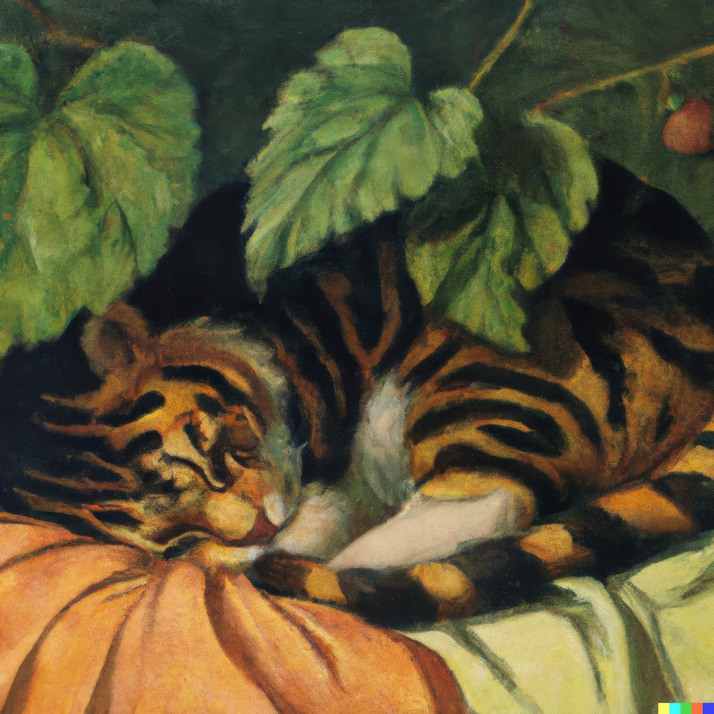 tiger_rolled_up_like_all_cats_do_it_mostly_while_sleeping_covering_his_head_under_an_oversized_grean_leaf_sleeping_in_a_garden